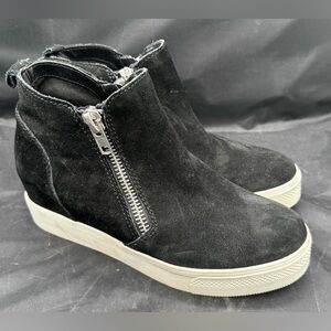Steve Madden Black Suede Wedge Sneakers